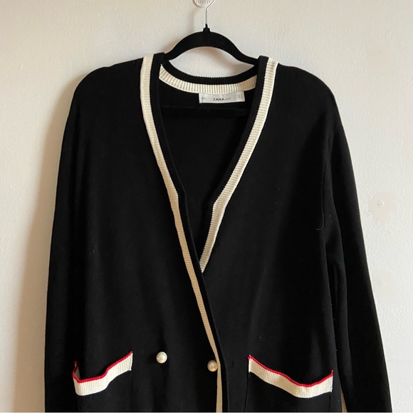 Zara knit black pearl button relaxed fit dress - Picture 3 of 11